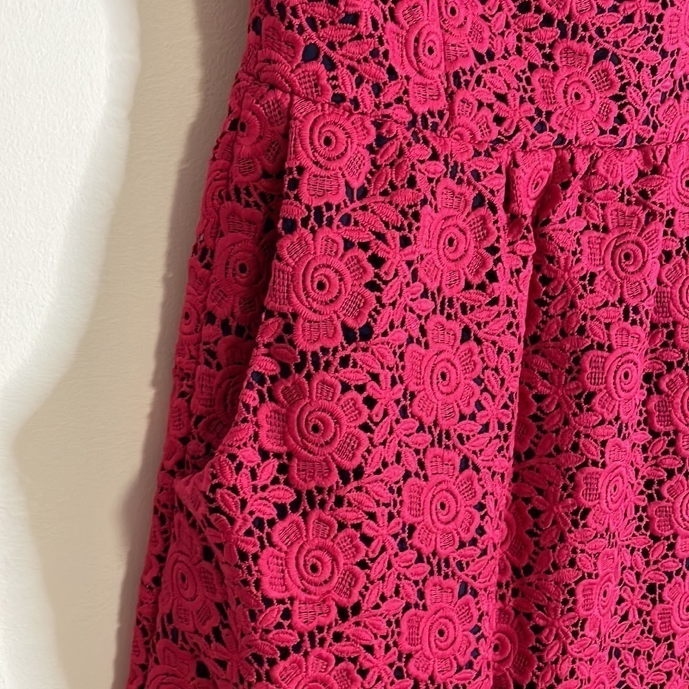 Julie Brown Crochet Dress Strapless SM Pink JB Embroidery Floral Mini Lace Femme - Picture 9 of 16
